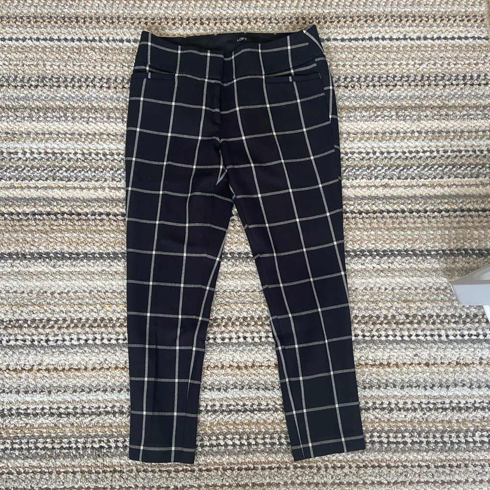 LOFT Julie Skinny Blk/Wht plaid by pants Sz 6